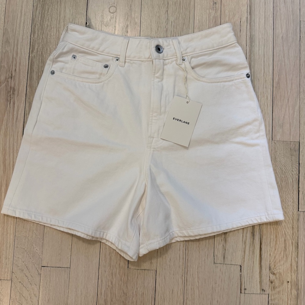 Everlane The A-Line Denim White Shorts - Picture 2 of 4